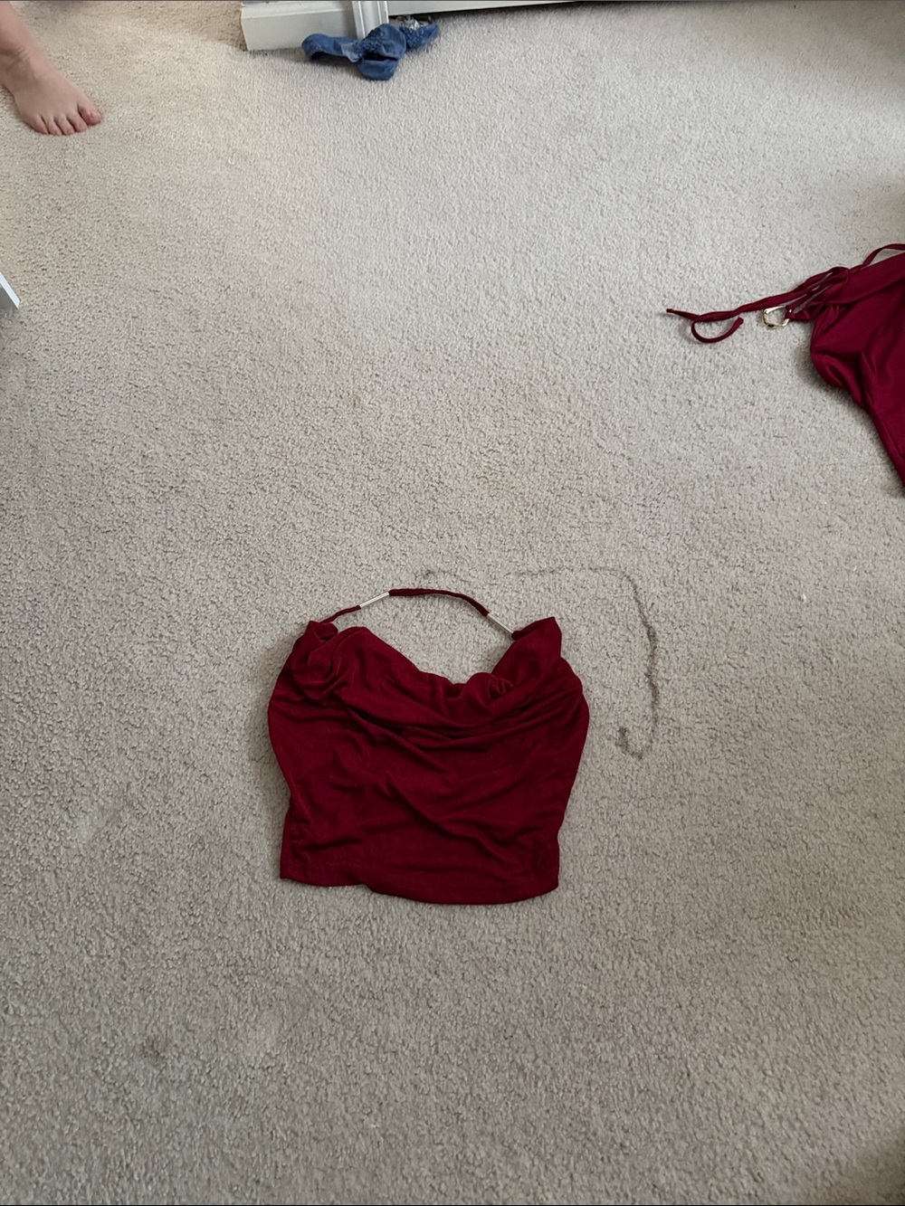 SHEIN Burgundy Halter Cowl Crop Camisole